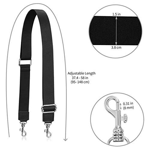 Allzedream Thick Purse Strap Wide Adjustable Replacement Crossbody Bag Handbag Leather Ends - color: Black-sh-leather Tip