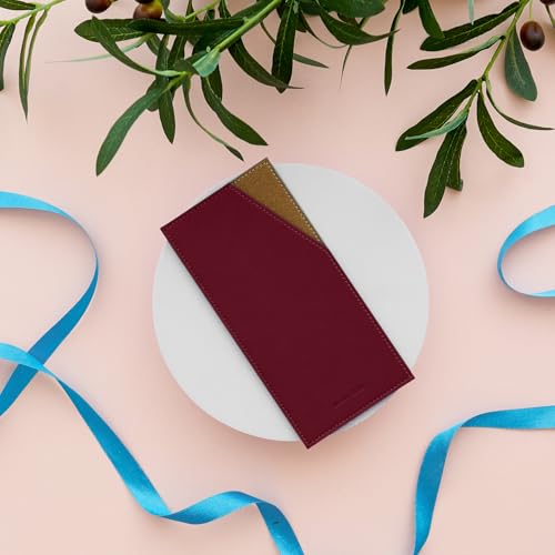 PU Leather Card & Cash Envelope for Travel and Budgeting -Burgundy | Reusable Money Holder, Stylish Leather Money Envelope - color: Burgundy