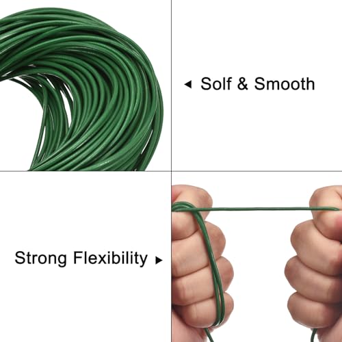uxcell 11 Yards 1mm Round Leather Cord Lacing String for DIY Crafts Dark Green - color: Dark Green