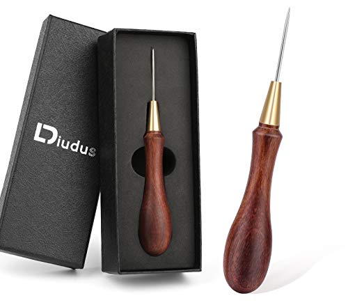 DIUDUS Leather Wooden Handle Scratch Awl, Wooden Handle Scratch Awl Tool | Leather Sewing Awl for Leather Punch Hole or DIY Handmade Stitching Marking Shoe Repair