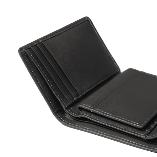 Men's Trifold Wallet with Removable Card Holder - Black Onyx | 9 Credit Card Slots - Double Bill Compartment - 3 Interior Pockets - Thumb Slide - Full Grain Leather - 3.5"W x .75"D x 4.3"H - color: Black Onyx, size: with Card Wallet