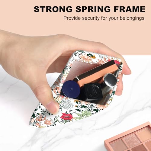 2Pcs PU Leather Small Squeeze Coin Purse Pouch Mini coin Bag Unique And Cute Wallet Cosmetic Bags Change Bag For Women Girls Men （Red and pink flowers - color: Red and pink flowers