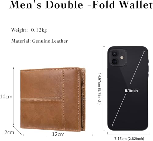YINGWDA Wallet for Men, Large Capacity Genuine Leather Bifold RFID Blocking Wallet with Coin Pocket, Zipper Pocket Inside,14 Card Slots, Back pocket, ID Window & 2 Cash Pocket (Light Brown) - color: Light Brown