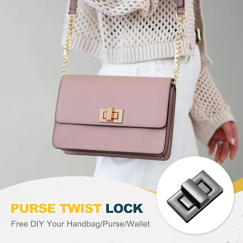 M METERXITY 4Pcs Purse Twist Lock (1.26 x 0.79 Inches, Black)- Rectangular Purse Closure Twist Turn Lock Clasp Metal Clip Hardware Apply to DIY Handbag/Purse/Wallet/Leather Craft - color: Black, size: 1.26 x 0.79"