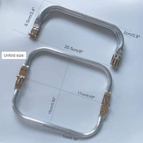 Tuofchyi 8 Inch Metal Purse Frame, 2Pcs Rectangle Kiss Lock Bag Hardware | Ideal for DIY Tote Bags, Clutches, Crochet Purses, Features a 180° Opening, Strong Hinges Secure Rectangle Kiss Lock Closure - size: 8 inch