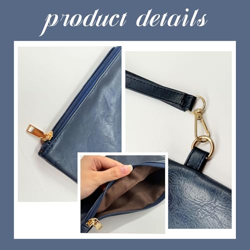 K.E.J. Clutch Purses for Women Wallet Wristlet Small Wallet Purses Clutch Handbags Zipper Purse for Ladies Women Gifts - color: Blue