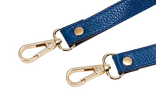 VanEnjoy Full Grain Leather Replacement Strap Shoulder Bag Purse, 0.98 inch Width Gold Hardware (Blue, Length:24") - color: Blue, size: 26 inches