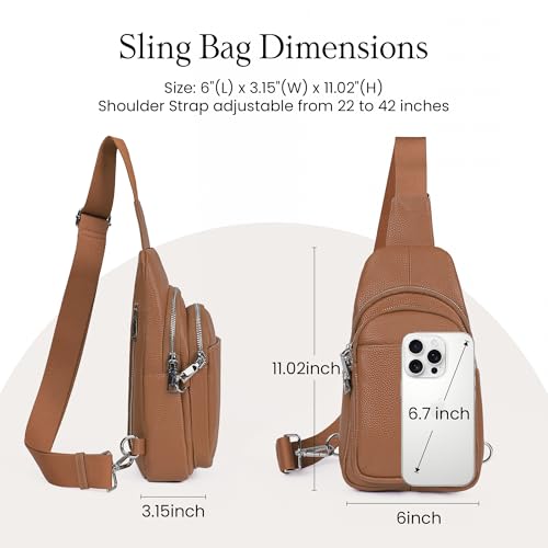 befen Genuine Leather Sling Bag for Women Anti-Theft Crossbody Chest Bags Fanny Packs for Travel with RFID Card Slots | Real Leather, Anti Theft, RFID Blocking, 3 Card Slots, Anti Pocket Bag, Multi Pockets, Travel Purse - color: Brown02