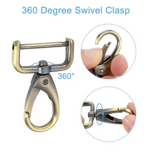 uxcell Swivel Clasps Hook, D Ring Detachable Snap Hardware Metal Lobster Claw Clasp Hook with Screwdriver - color: Bronze, size: 25mm(1 Inch)