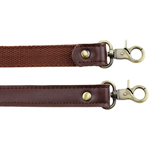 Allzedream Genuine Leather Purse Strap Sewing Canvas Replacement Handbag Shoulder Bag 2 Pcs - color: Coffee