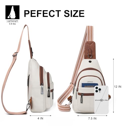 Leresas 7L Sling Bag for Women Vegan Leather Crossbody Purse Chest Bags Fashionable Trendy Fanny Pack with Travel, Beige - color: 7l-m-beige Brown, size: 7L