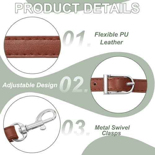 Leather Purse Strap Replacement PU Crossbody Adjustable Long Strap | Silver Swivel Clasps - color: Brown Silver, size: 43-47 Inch