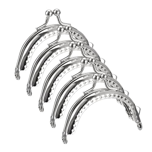 uxcell Metal Purse Frames - 2.56" 5Pcs Kiss Lock Clasp Frame Arch Embossed Clutch Frame Handles for Coin Purse Sewing Bag Making DIY Craft, Silver Tone - size: 2.56"
