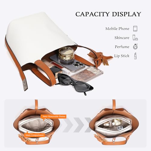 Tote Bag for Women Top Handle Handbag Satchel Bag for Women Vegan Leather Lock Design Bucket Purse for Work Evening - color: Ae