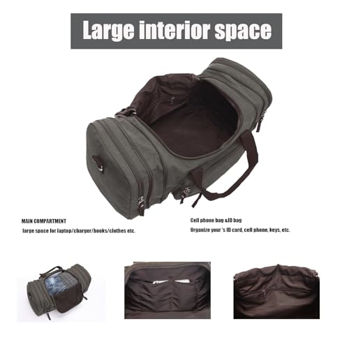 Men's travel bag, large capacity hand carried crossbody luggage bag, canvas cross-border waterproof mountaineering, expandable outdoor sports, 50L weekend overnight bag(black) - color: black