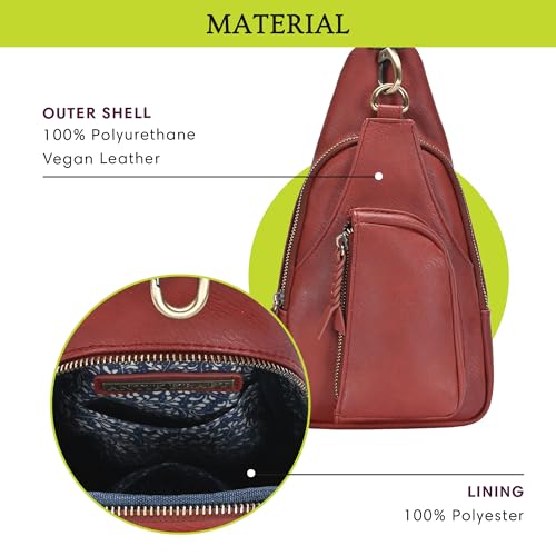 Antik Kraft Tasha Crossbody Sling | Vegan Leather Crossbody Bag for Women with 16-20" Strap | Sling Bags for Women - color: Cognac