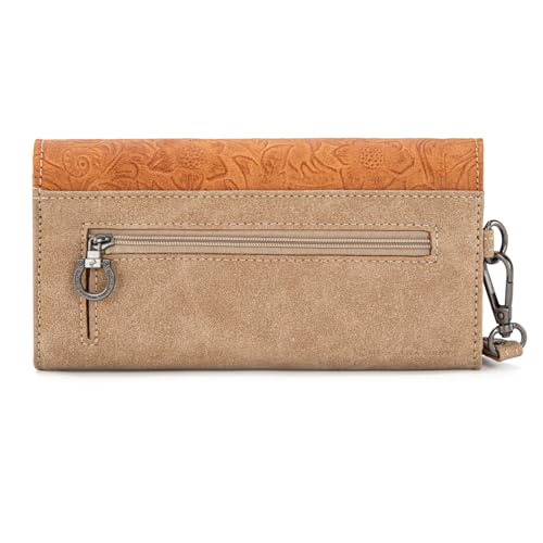 Montana West Wristlet Wallets for Women Western Trifold Wallet Purse with Card Holder MW1340-W002TN - color: Embossed-Pale Apricot