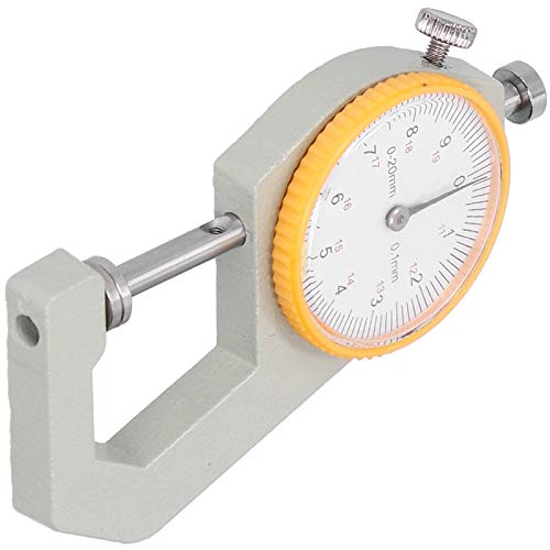 Portable Flat Head Thickness Gauge, Flat Head Thickness Tester Dial, Steel Material Thickness Tester Between 0‑10mm or 0‑20mm for Leather Cloth Measuring Accuracy (0-20mm
