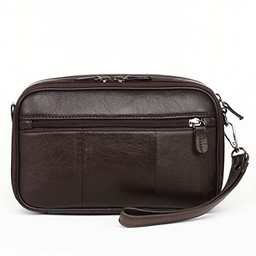 Leather Clutch Purse Wallet Men Wrist Bag - color: #03coffee