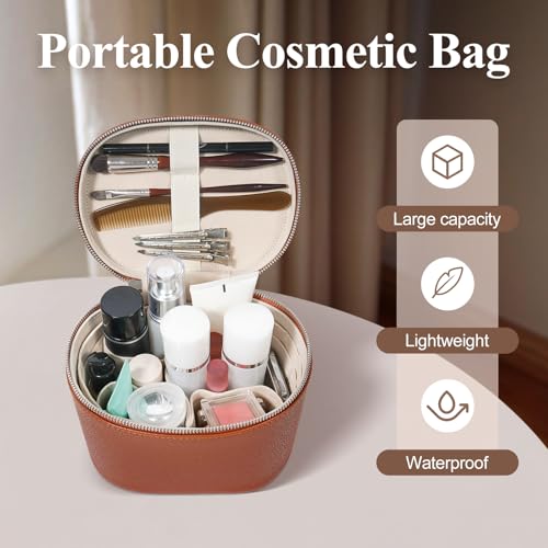 honitty Makeup Bag, Travel Make up Case with Compartments and Handle, Portable Cosmetic Organizer Bags,Toiletry Bag for Women - color: Leopard print(7.6*5.5*6 in), size: M(7.6*5.5*6 in)