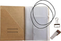 A5 Travelers Notebook Accessories Kit - Kraft File Folder, Zipper Case, Pen Holder, Binder Clip and 2 Elastic Bands - size: A5 Size