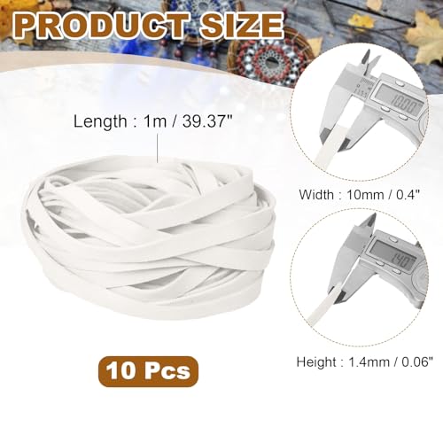 uxcell 10Pcs 1 Yard 10mm Wide Flat Leather String Cord, 1.4mm Thick Craft Suede Strap Braiding Lacing Strips Rope for DIY Leather Crafts Necklace Bracelet Collars Belts, White - color: White