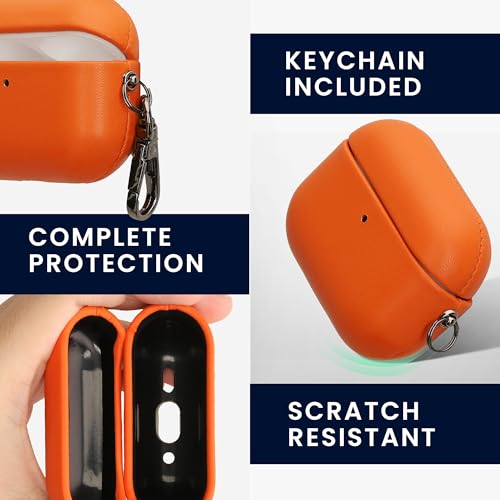 kwmobile Faux Leather Case for Apple Airpods Pro 3 Charging Case – Slim Protective Cover – Earbuds Travel Pouch – Orange - color: orange