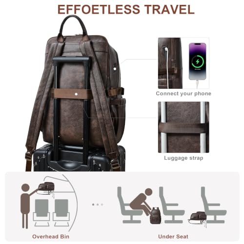 17 Inch Laptop Backpack Purse for Women with Giant Tumbler Holders | Vegan Leather,Travel Work Business College Teacher Nurse,USB Charging Port,RFID Wristlet Purse,28L Large Capaity,Chocolate - color: Chocolate