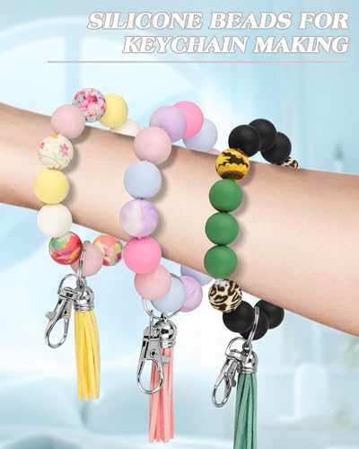 Skalamio 246Pcs Silicone Beads for Keychain Making Kit,15mm Silicone Beads - color: Floral