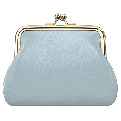 Coin Purse, Small PU Leather Change Purse, Coin Wallet with Clasp | Womens Leather Mini Wallet ID Credit Cards Cash Coin Holder Case Organizer Puse with Clasp - color: Blue