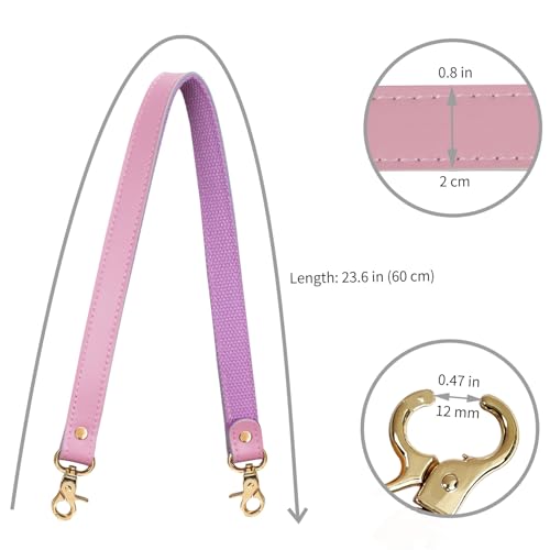 Allzedream Genuine Leather Purse Strap Sewing Canvas Replacement Handbag Shoulder Bag 2 Pcs - color: Pink, Gold Hareware
