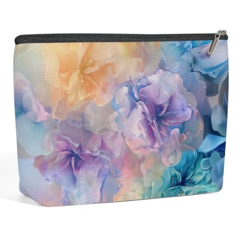 Fluid Ink Pastel Purple Floral Makeup Bag,Cosmetic Bags for Women - color: Pastel Marble 457