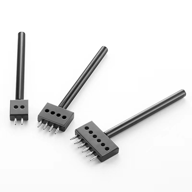 Leather Round Hole Punching Tool 3pcs Prong Punch Tool Set with 2/4/6 Prong Options for Precise Round Hole Punching DIY Leather Craft (6MM) - size: 6MM