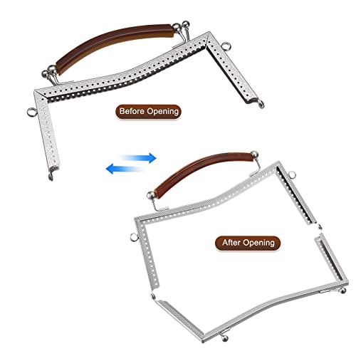 uxcell Metal Purse Frames 2 Pcs Kiss Lock Clasp Frame Embossed Clutch Frame with Rubber Handle for Coin Purse Handbag Making DIY Craft, Silver - color: Silver