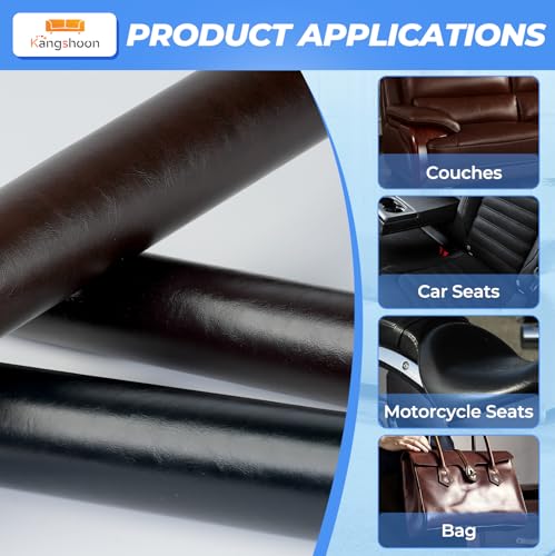 Kangshoon Self-Adhesive Leather Repair Patch, Vinyl Repair Kits for Couch | Glossy, Self-adhesive, quick repair, strong stick, large size, couch repair patch, furniture repair tape, cut to size - color: Glossy Coffee, size: 3.5X79 Inch