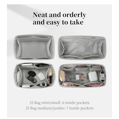 Satin Purse Organizer for Chanel 25 Bag Medium, Pearl grey - color: Pearl grey, size: 25 Handbag Medium