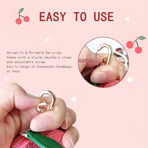 Cherry Bag Charm Cute Coin Purse Keychain Cherry Purse Charms for Handbags, Strawberry Coin Purse Keychain Gifts For Women - color: Red