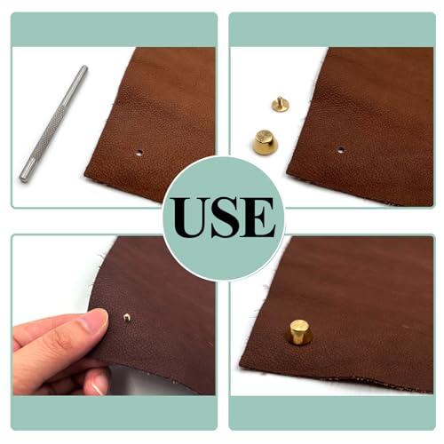 Honigo 4 Pack Gold Rivets Stud Handbag Purse Feet 3/8 inch Flat Head Metal Solid Brass Studs Screw Back Feet 10mm Buckle Spikes Leathercraft for Leather Bag Totes DIY - color: Gold, size: Flat Head 10mm-Gold 4 Pack