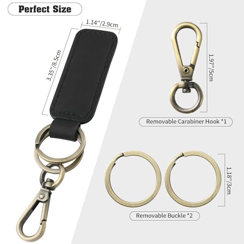 Jack&Chris Genuine Leather Car Keychain, Universal Key Fob Keychain, Leather Key Chain Holder for Men and Women, JC306 - color: Black*2