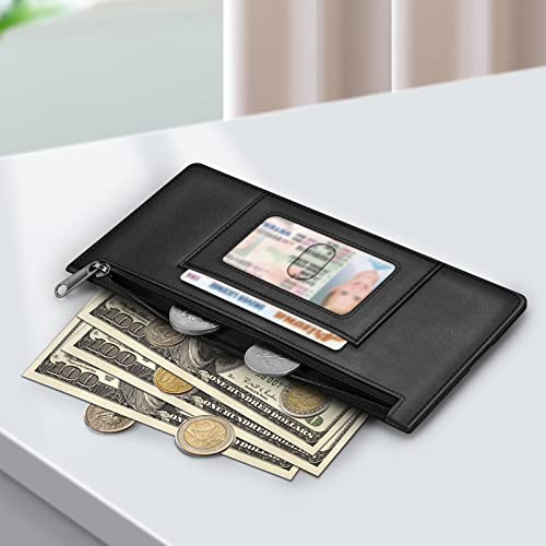 FINTIE Slim Credit Card Wallet Holder Change Pouch | RFID Blocking Business Cards Cases with Zipper Pocket for Cash, Coin, Receipt, Mattle Black - color: Mattle Black