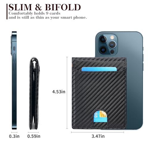 FALAN MULE Slim Wallet for Men Rfid Blocking Leather Minimalist Front Pocket Mens Wallet - color: Mb-Black