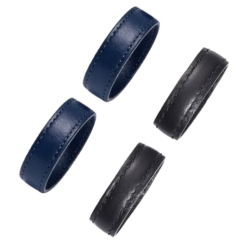 Handmade Leather Belt Loop Keeper | Belt Tail Ring | Strap Holder | Belt Accessories Replacement for Women & Men | 20-50mm Size in Black, Tan, Brown, Blue, White - color: 2 Color(black+blue)/4pcs, size: 20 mm (Belt Width 0.6-0.8 inch）