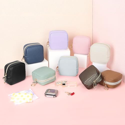 4.9" Small Makeup Bag for Purse, PU Leather Mini Cosmetic Bag with Ring Buckle, Portable Small Makeup Travel Toiletry Pouches for Women, Birthday/Wedding/Christmas Gifts (Black) - color: Black-4.9 inch
