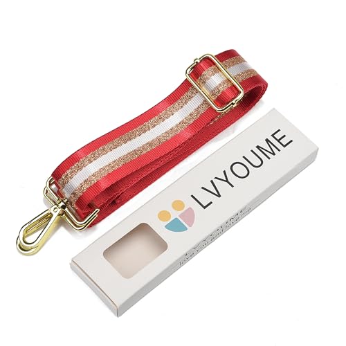 LVYOUME Purse Strap Silver Hardware Wide Bag Straps Replacement Crossbody Adjustable Shoulder Strap for Purses - color: Goldhardware-blackgoldwhite-309