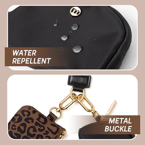 Mum's Memory Mini Zip Around Wristlet Wallets for Women -KeyChain Wallet with Detachable Dual Pouch Wristlet -Key Chain Coin Purse Small Wallets - color: Brown leopard