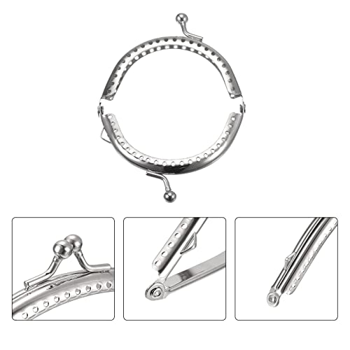 uxcell Metal Purse Frames - 2.56" 6Pcs Kiss Lock Clasp Frame Arch Embossed Clutch Frame Handles for Coin Purse Sewing Bag Making DIY Craft, Silver Tone - size: 2.56"