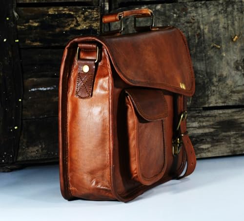 URBAN DEZIRE Men's Genuine Leather Small Briefcase Messenger Satchel Ipad Tab Tablet Bag 11 compatible with Apple product