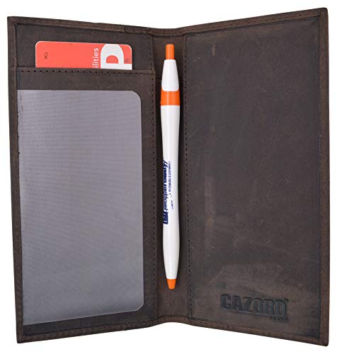 Genuine Leather Checkbook Cover For Men & Women Checkbook Holder Wallet RFID Blocking USA Series (Dark Brown) - color: Dark Brown