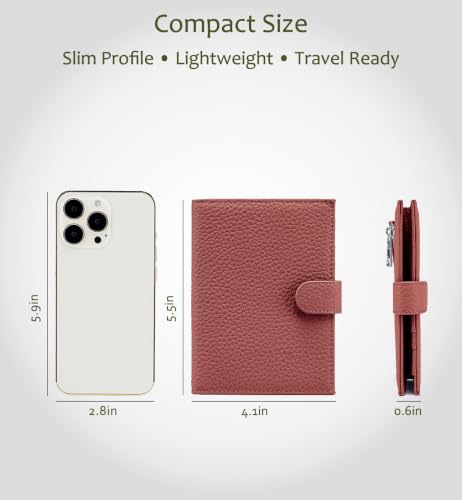 Slim RFID Leather Passport Wallet for Women, Gift Box Ready | Women's Travel Wallet with Passport Slot & Card Slots, Zipper Coin Pocket & Cash Holder Burnt Sienna (Brick Red) - color: Brick Red