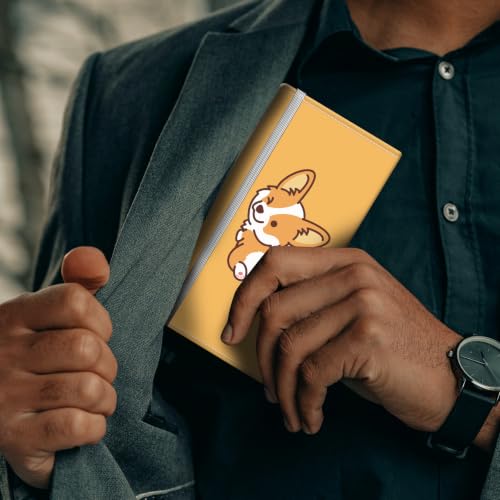 Checkbook Cover for Personal Checkbook, Cute Pu Leather Check Book for Women & Men, Slim Checkbook Holder with Pen Holder and Built-in Clear Plastic Divider, Cute Corgi - color: Cute Corgi